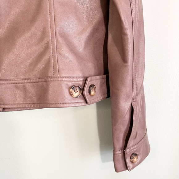 BAGATELLE Collection Women's Brown Faux-Ever Leather Cropped Jacket Large NWT - Picture 6 of 10